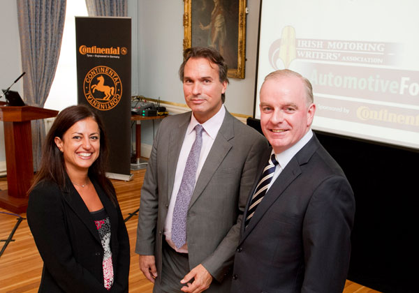 Pictured are from left; Pim van der Jagt, Head of Research and Development at Ford of Europe, Dr. Natasha Merat, Associate Professor at the University of Leeds-based Institute for Transport Studies and Tom Dennigan, Continental Tyres.