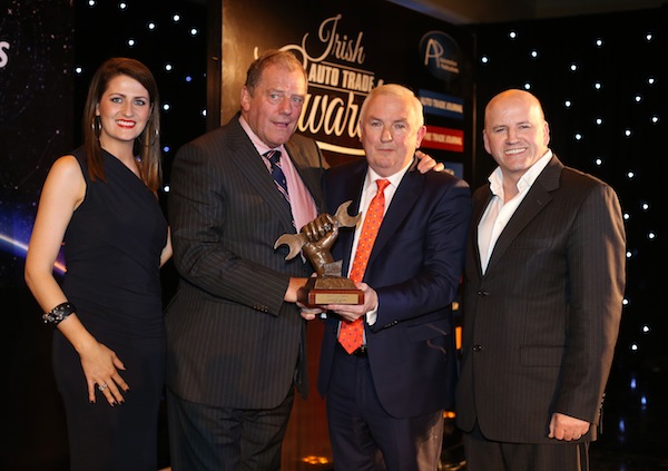  Model Jessica McCarthy, Brian O'Neill, Hall of Fame winner, Padraic Deane, Managing Editor, Auto Trade Journal, Master of Ceremonies, Sean Gallagher